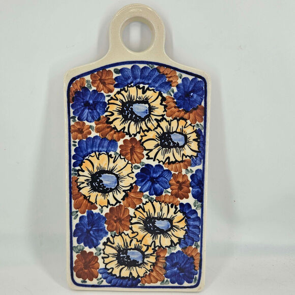 Boleslawiec Polish Pottery Hand Made Painted Cheese Cutting Board Charcuterie